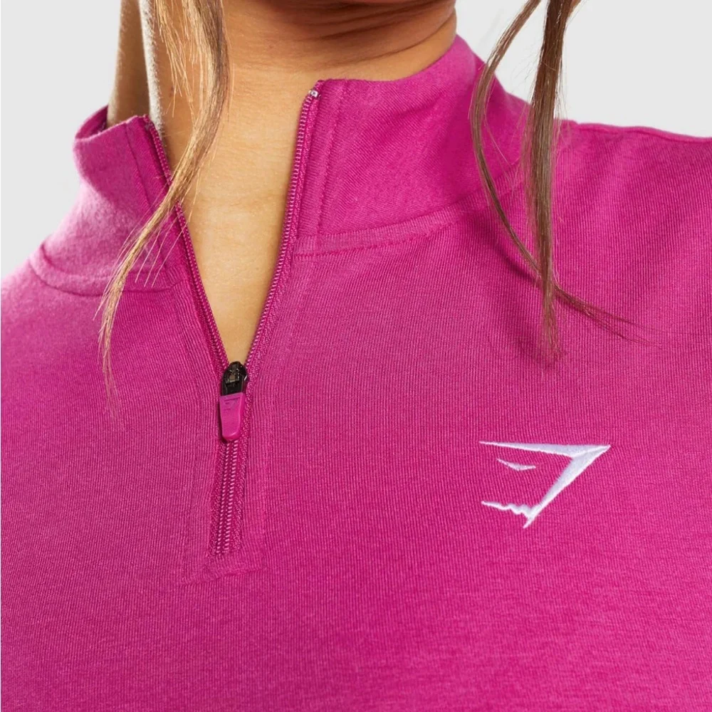 Gymshark Dragon Pink Workout Training Pippa Cropped Quarter-Zip Pullover Size XS - Picture 4 of 12